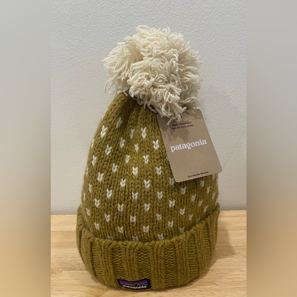 Patagonia women’s Snowbelle beanie ridge Cosmic Gold with fleece headband NWT OS - Picture 2 of 8